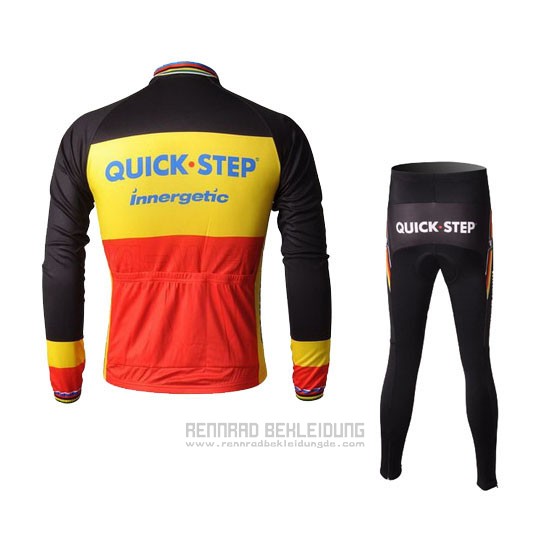 2010 Fahrradbekleidung Quick Step Champion Belgien Trikot Langarm und Tragerhose